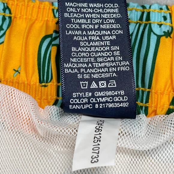 Gold Turquoise Cactus Print Swim Trunks Men 3XL 48-50 Above The Knee 6" Inseam - Picture 6 of 9